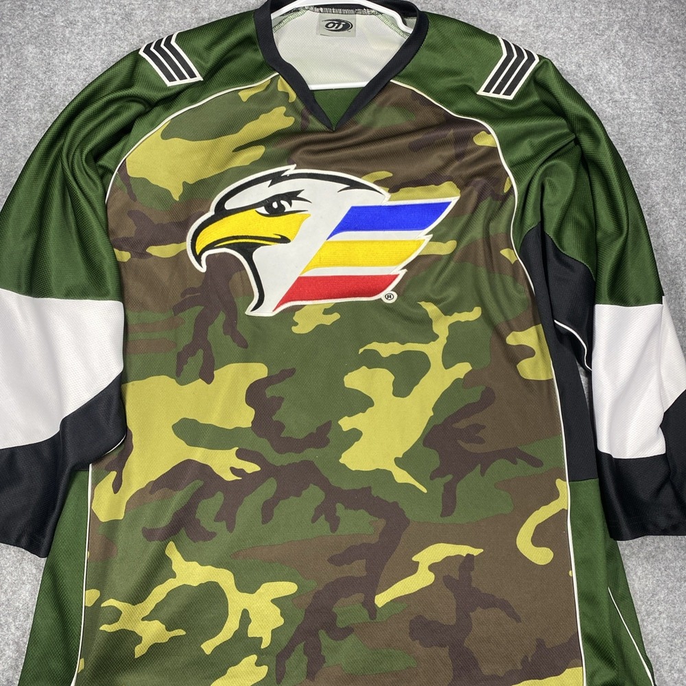OT Sports Colorado Eagles Jason Desert Camo Hockey Jersey Mens XL Green Black